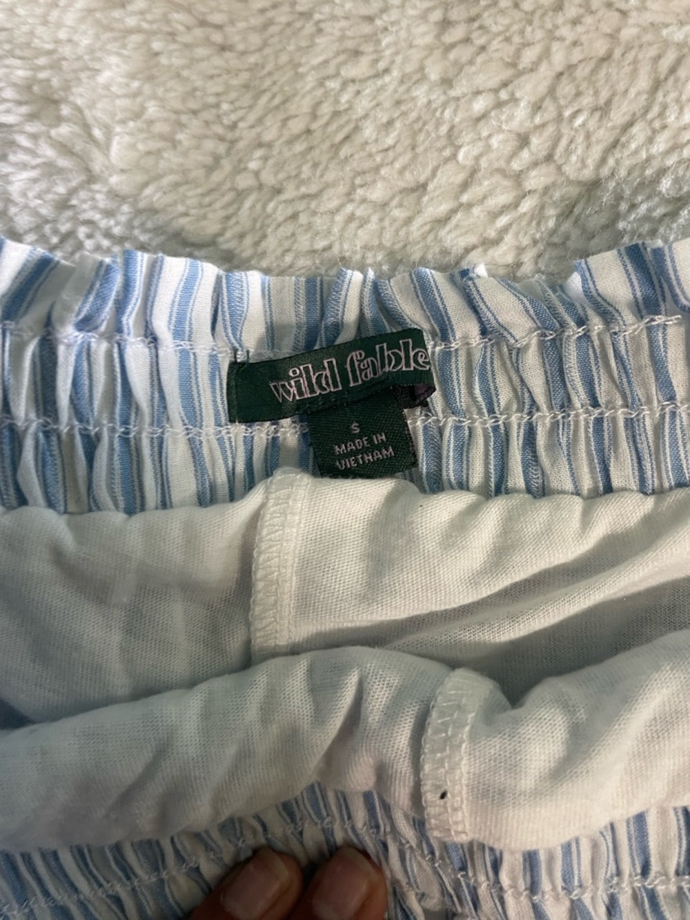 wild fable White and Light Blue Striped Elastic-Waist Girls' Shorts